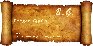 Borger Gyula névjegykártya
